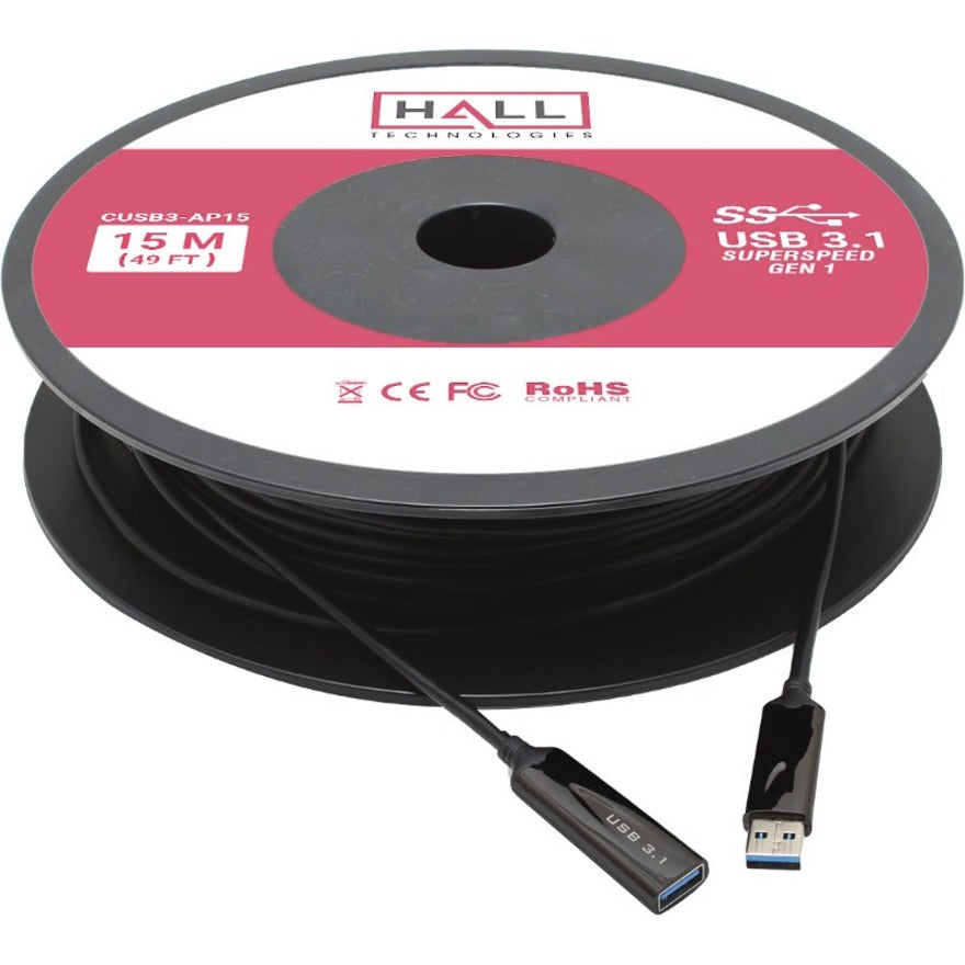 Hall CUSB3-AP USB 3.0/3.1 Gen 1 Javelin Active Optical Plenum Cable - 49.21 ft Hybrid