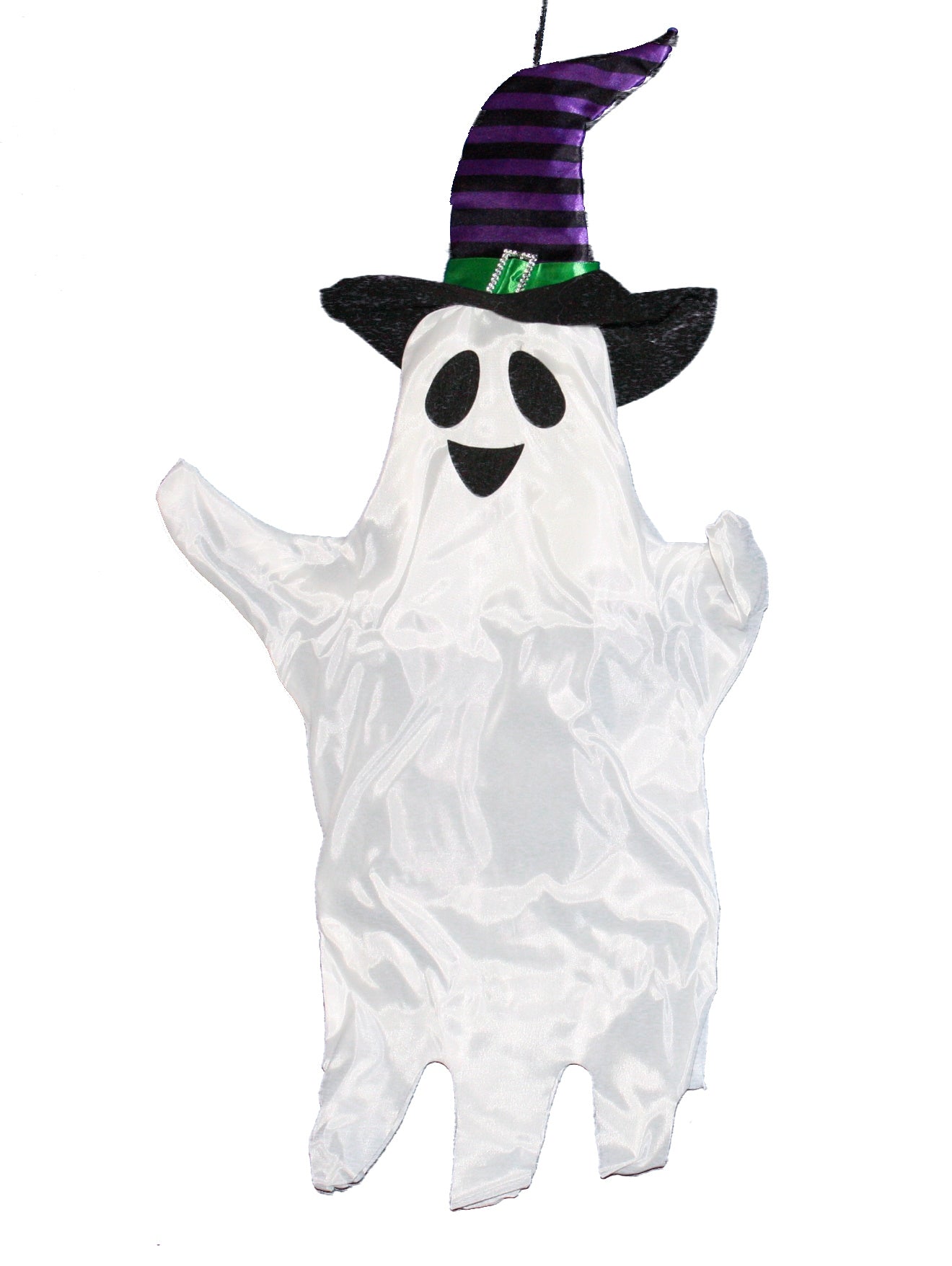 Halloween Hanging Ghost with Purple Witch Hat Outdoor Decor