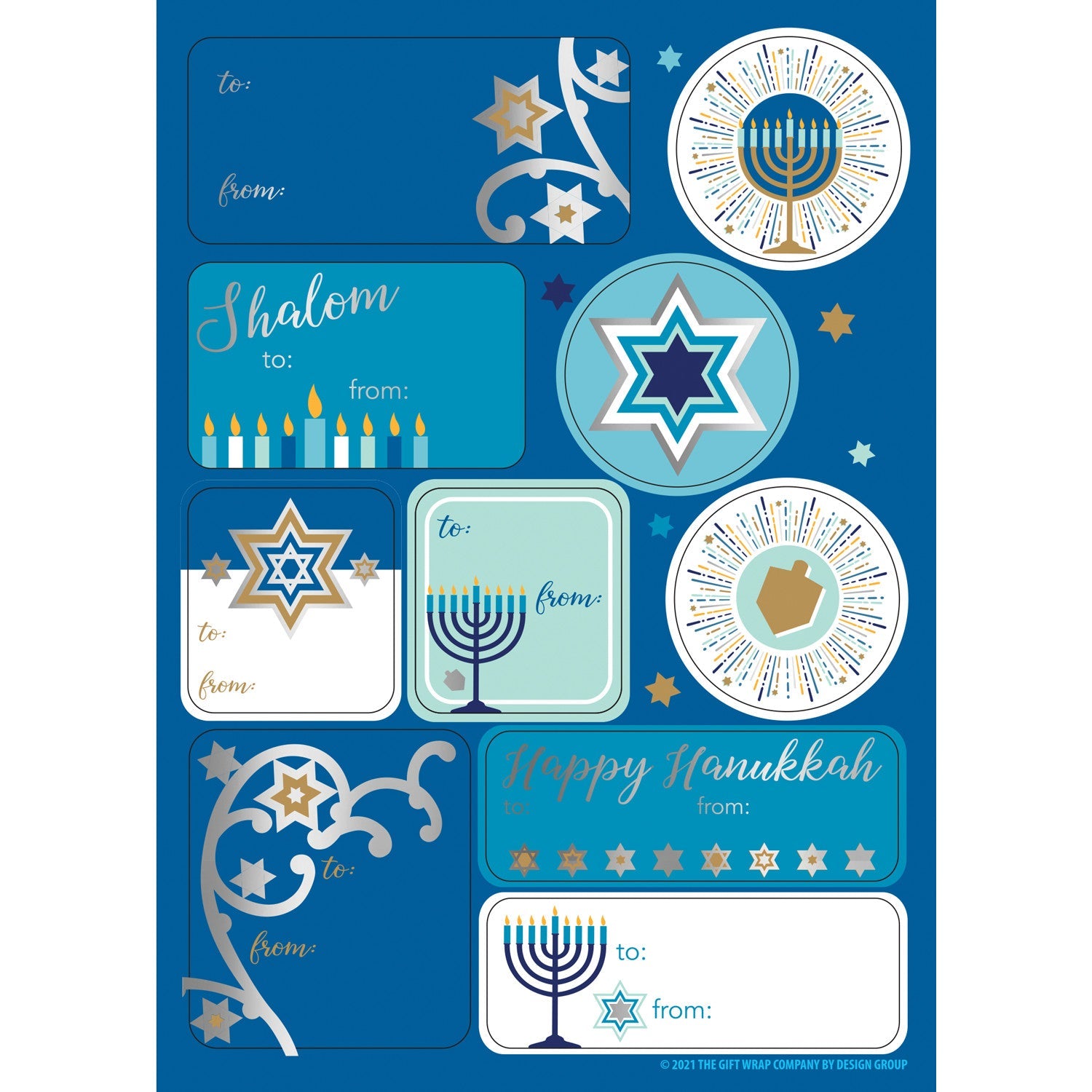 Hanukkah Shine Gift Tag Sheets