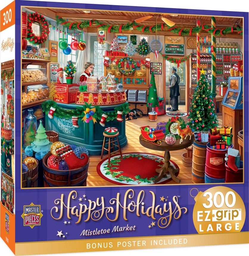 Happy Holidays - Mistletoe Market 300 Piece Ez Grip Jigsaw Puzzle