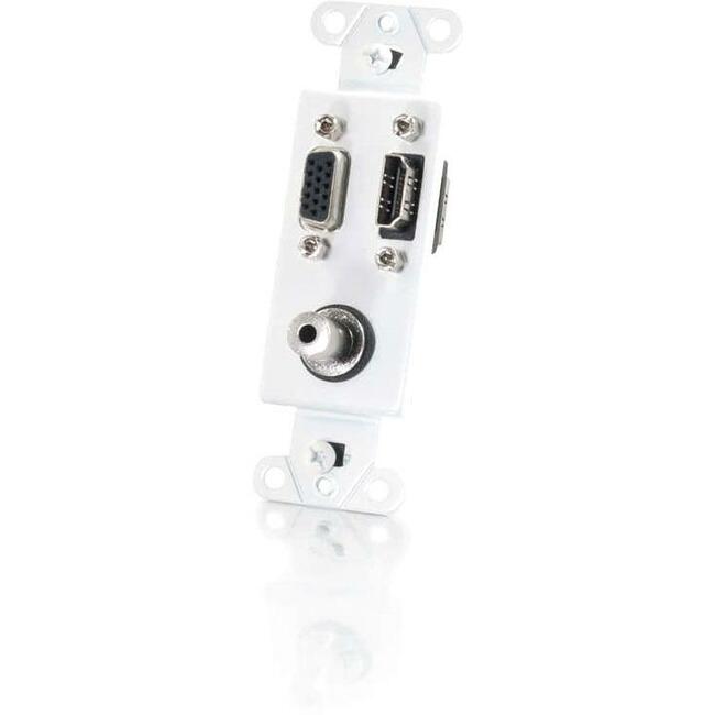 Hdmi, Hd15 Vga, 3.5Mm Wall Plate Insert - White
