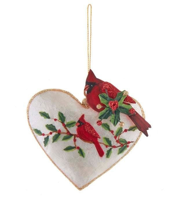 Heart or Star Cardinal Ornament -