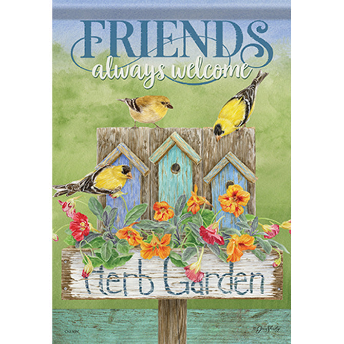 Herb Garden Finches Durasoft Large Flag - 28" x 40"