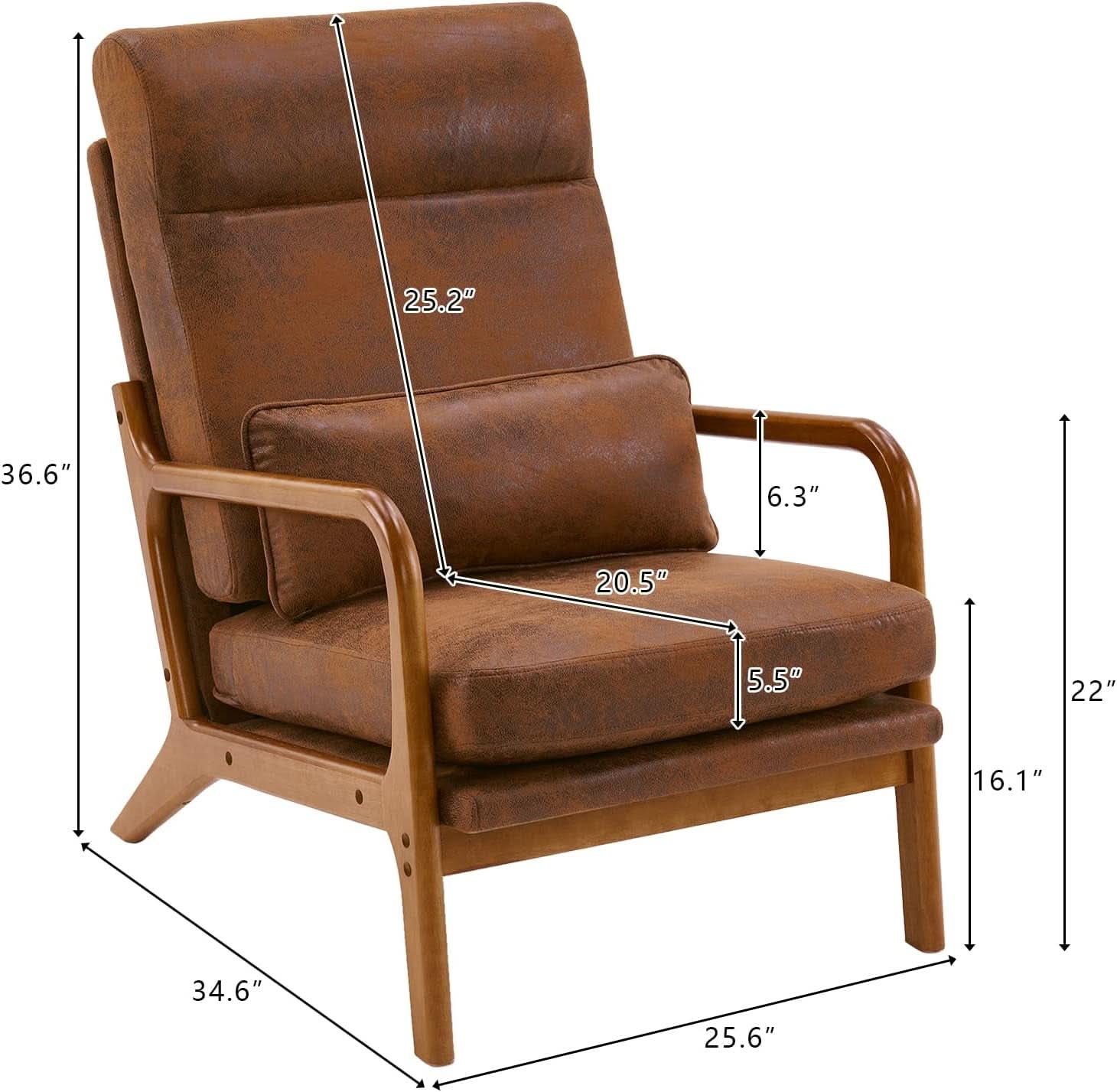 High Back Microfiber Accent Chair Mid Century Modern