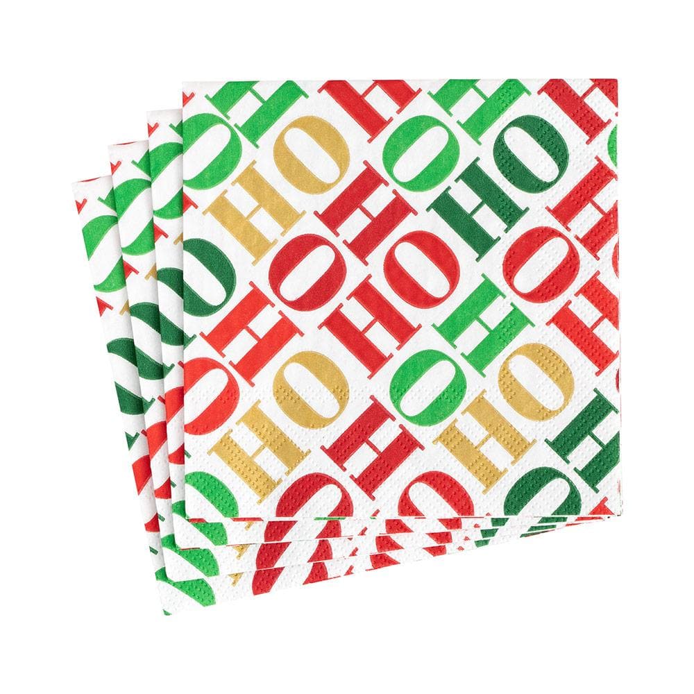 Ho Ho Ho Paper Cocktail Napkins in White