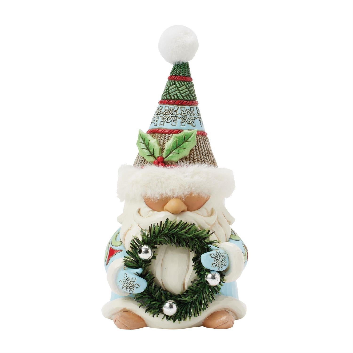 Holiday Gnome with Wreath Figurine