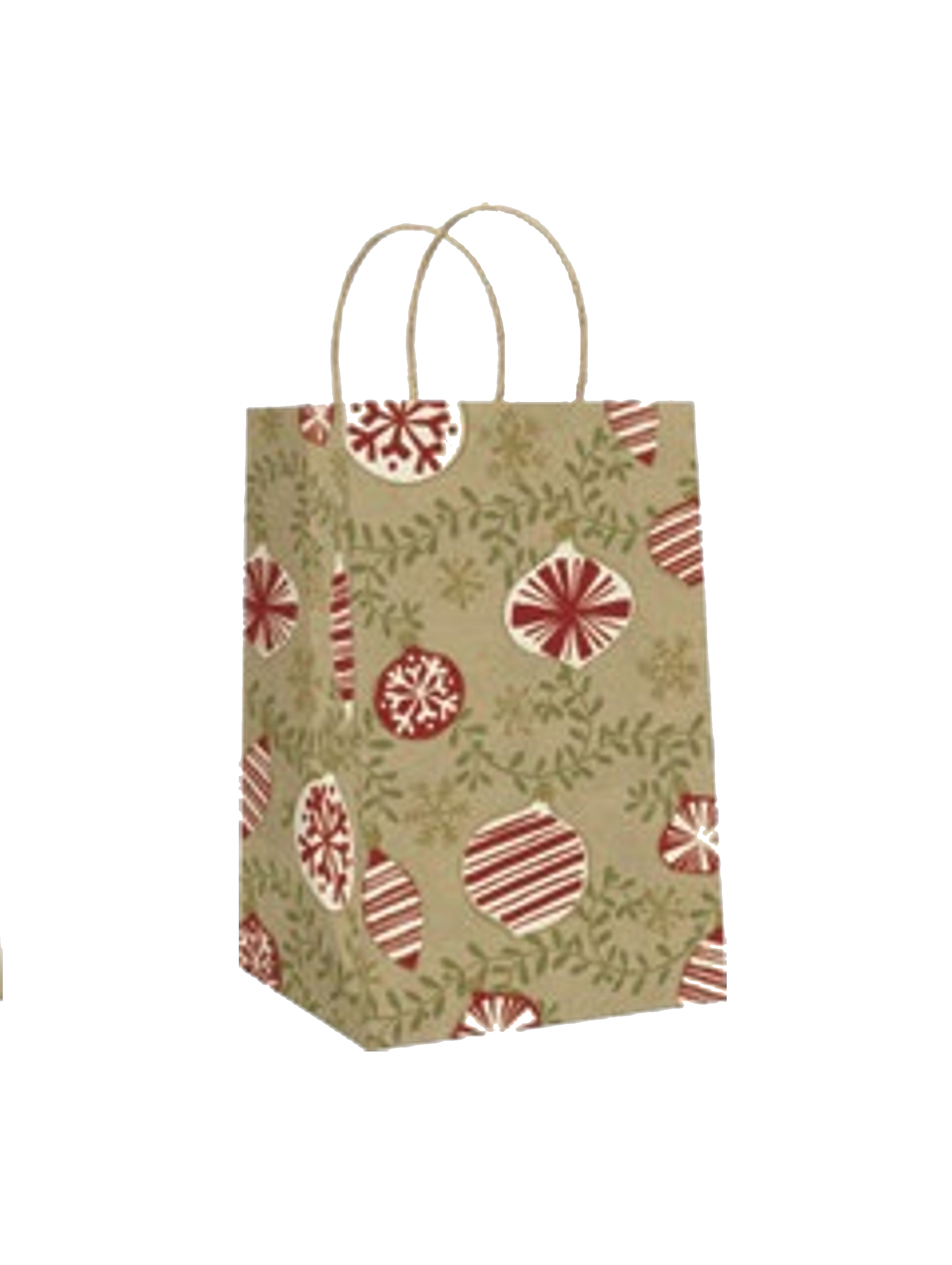 Holiday Jr Cub Kraft Gift Bags - Ornaments