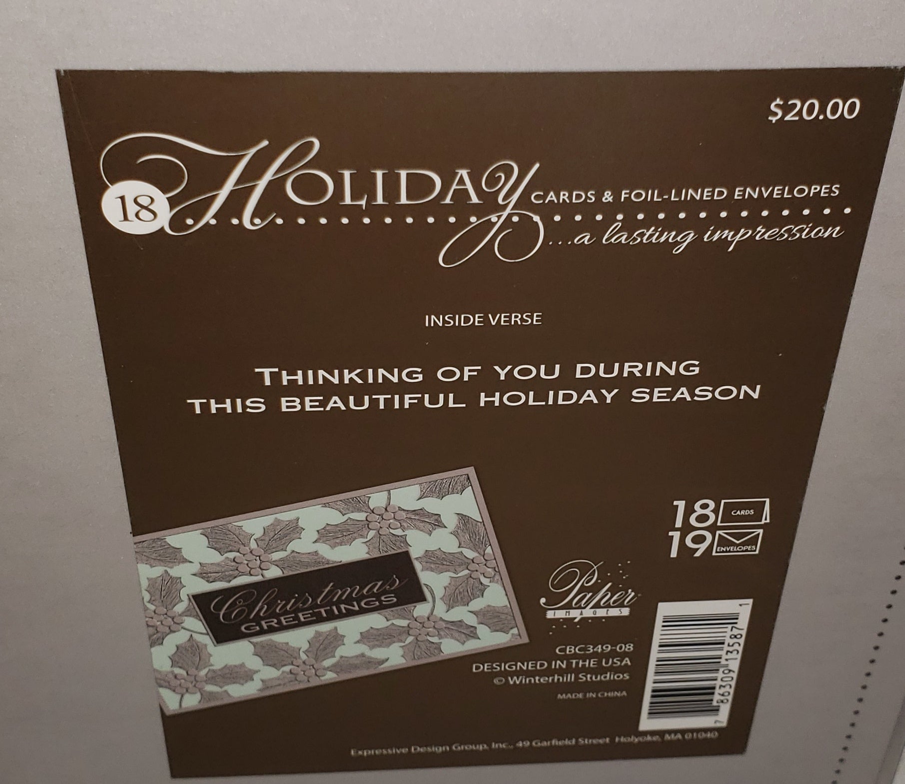 Holiday Luxury Favorites 18 Card Box - Silver Holly