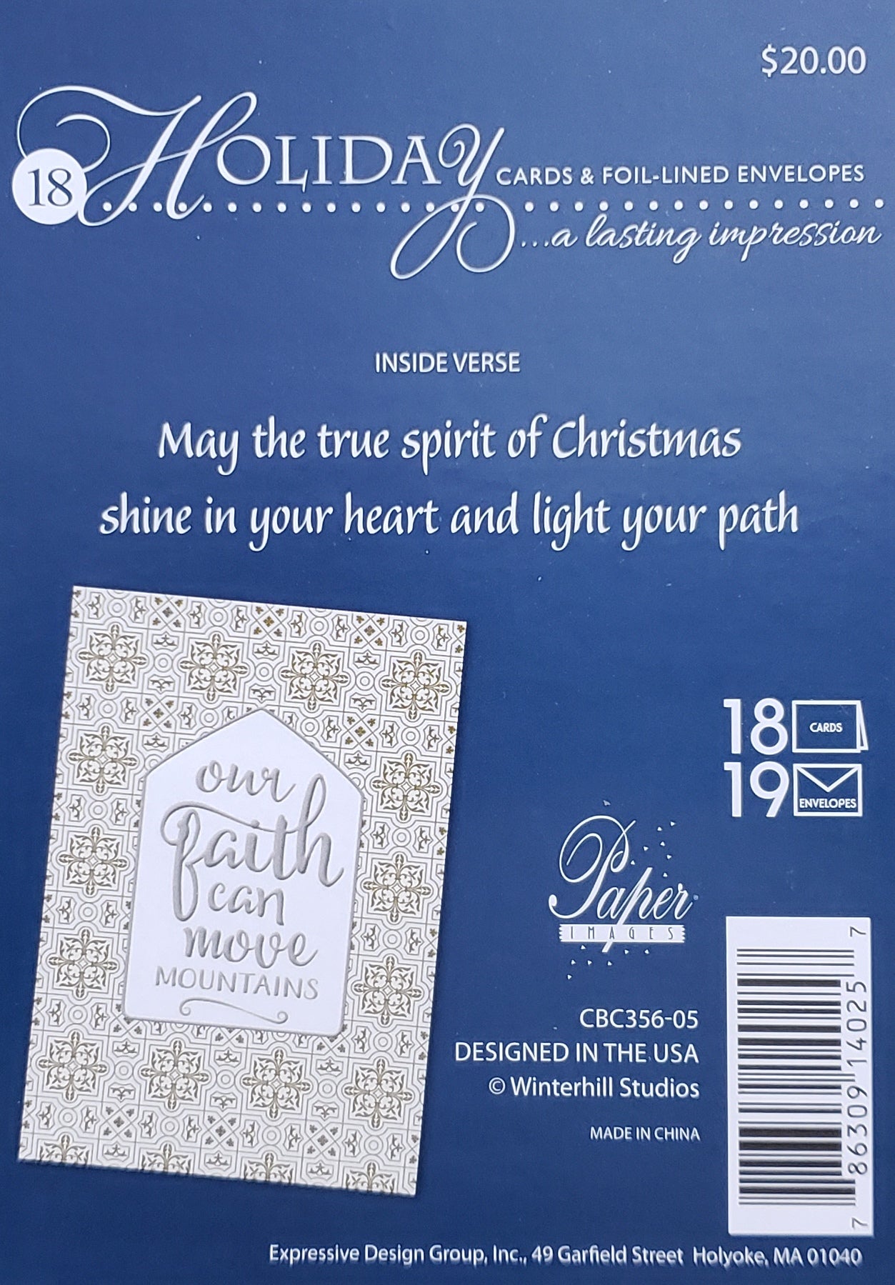 Holiday Luxury Religious Favorites 18 Card Box - Our faith can move Mountains