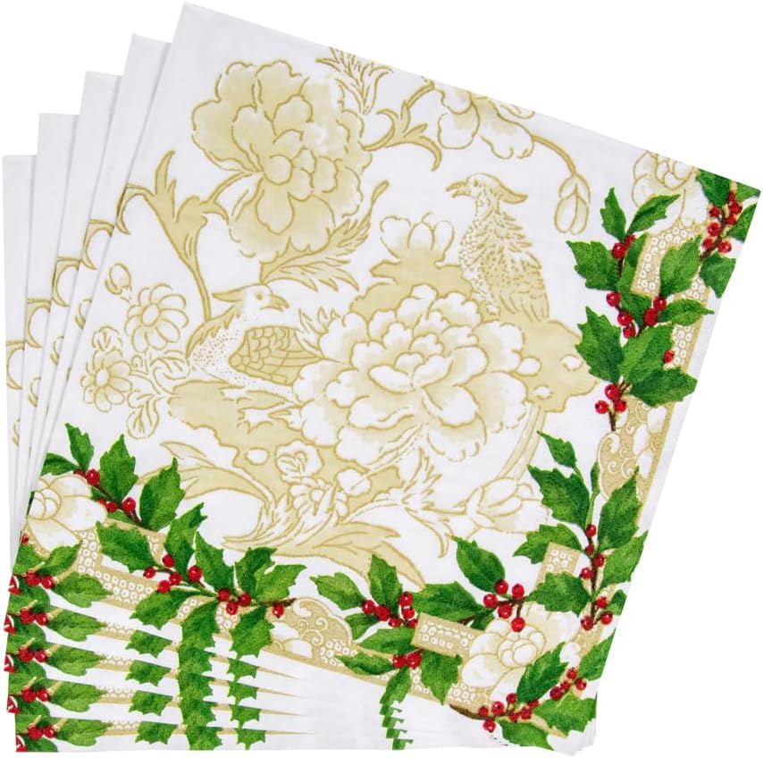 Holly Ceramic Ivory/Gold Dinner Napkin