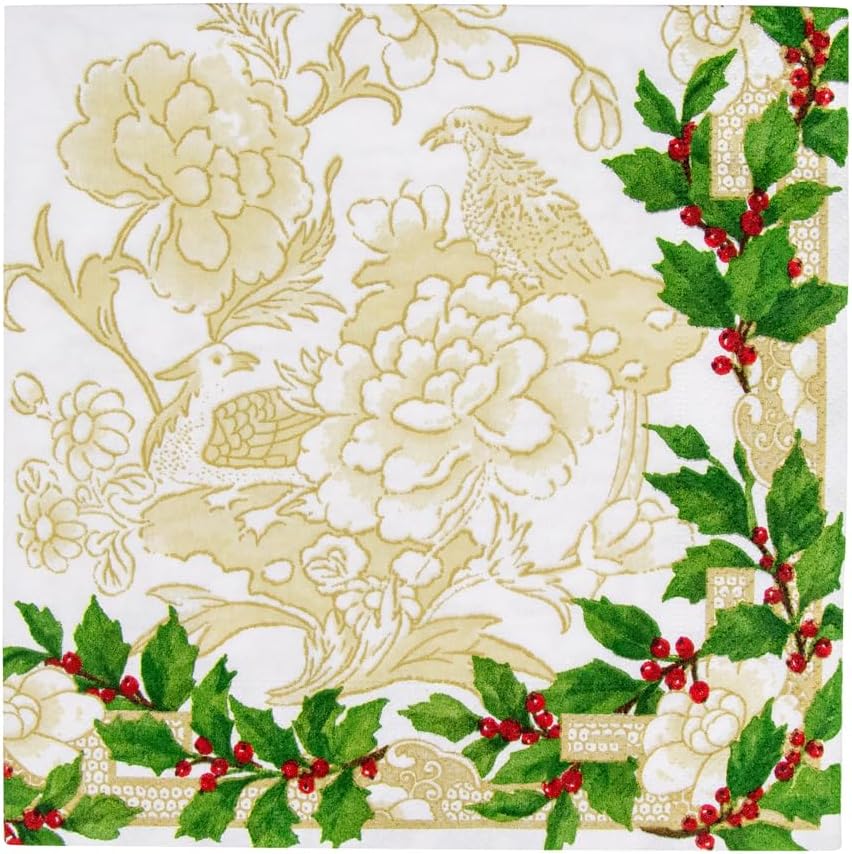 Holly Ceramic Ivory/Gold Dinner Napkin