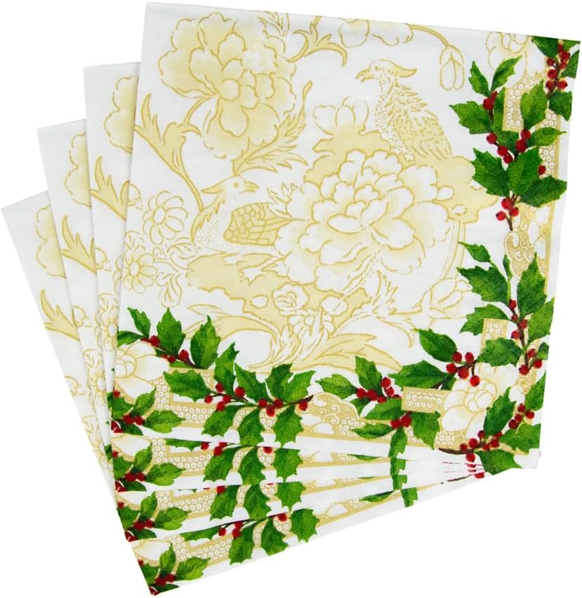 Holly Ceramic Ivory/Gold Luncheon Napkin