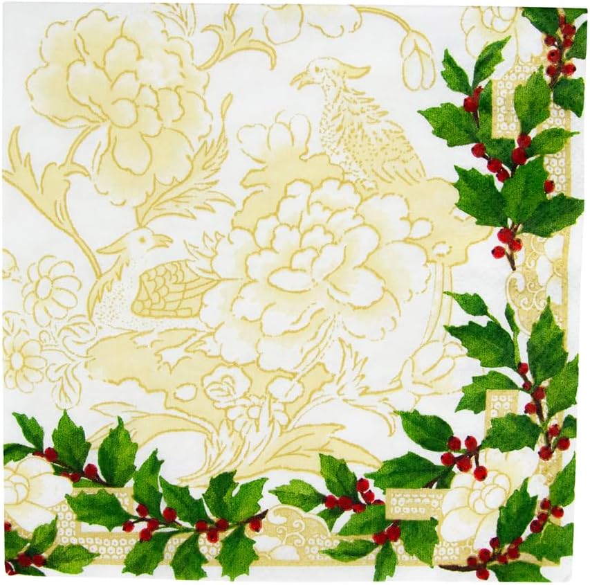 Holly Ceramic Ivory/Gold Luncheon Napkin