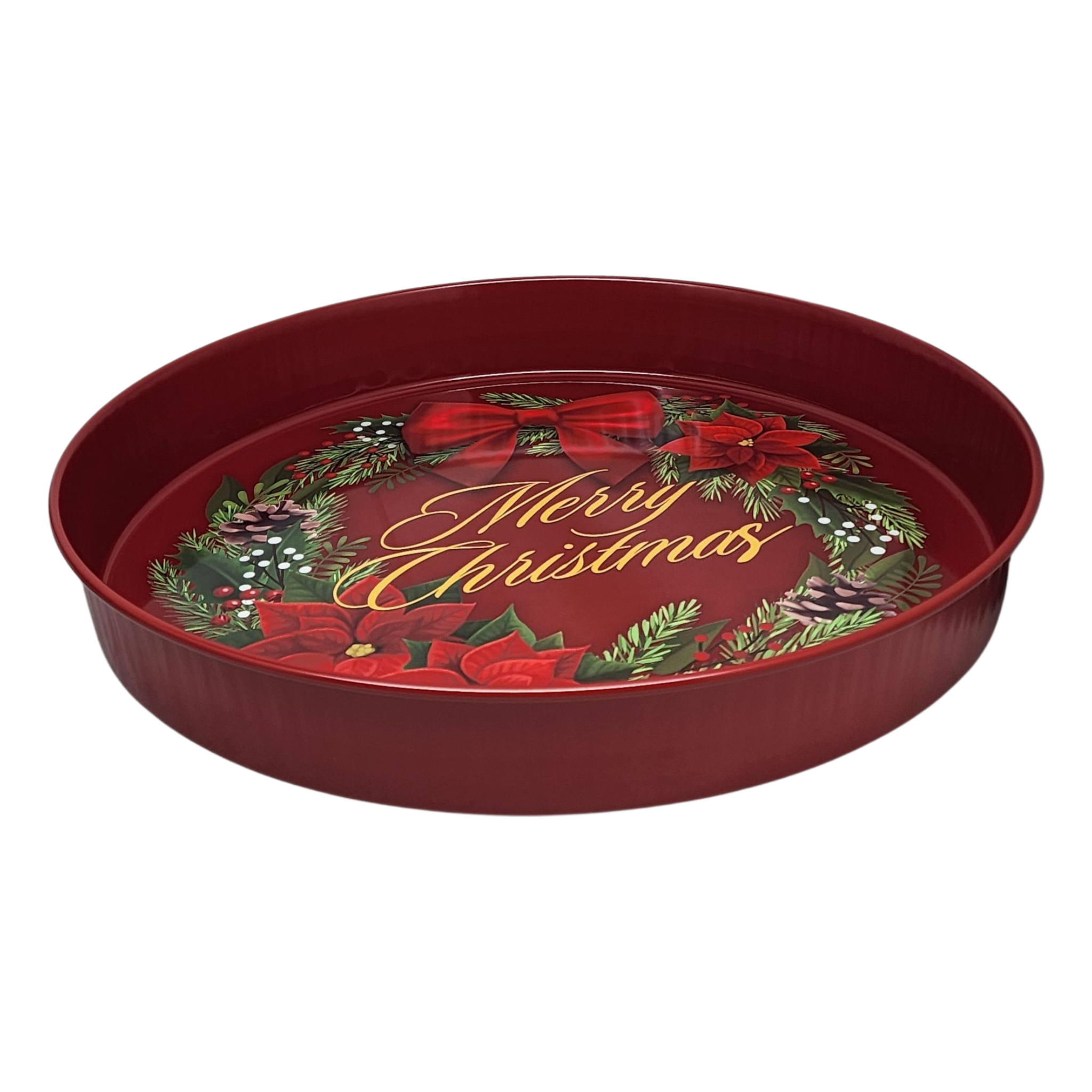 Huge Deep Round 13.5" Tray - Merry Christmas