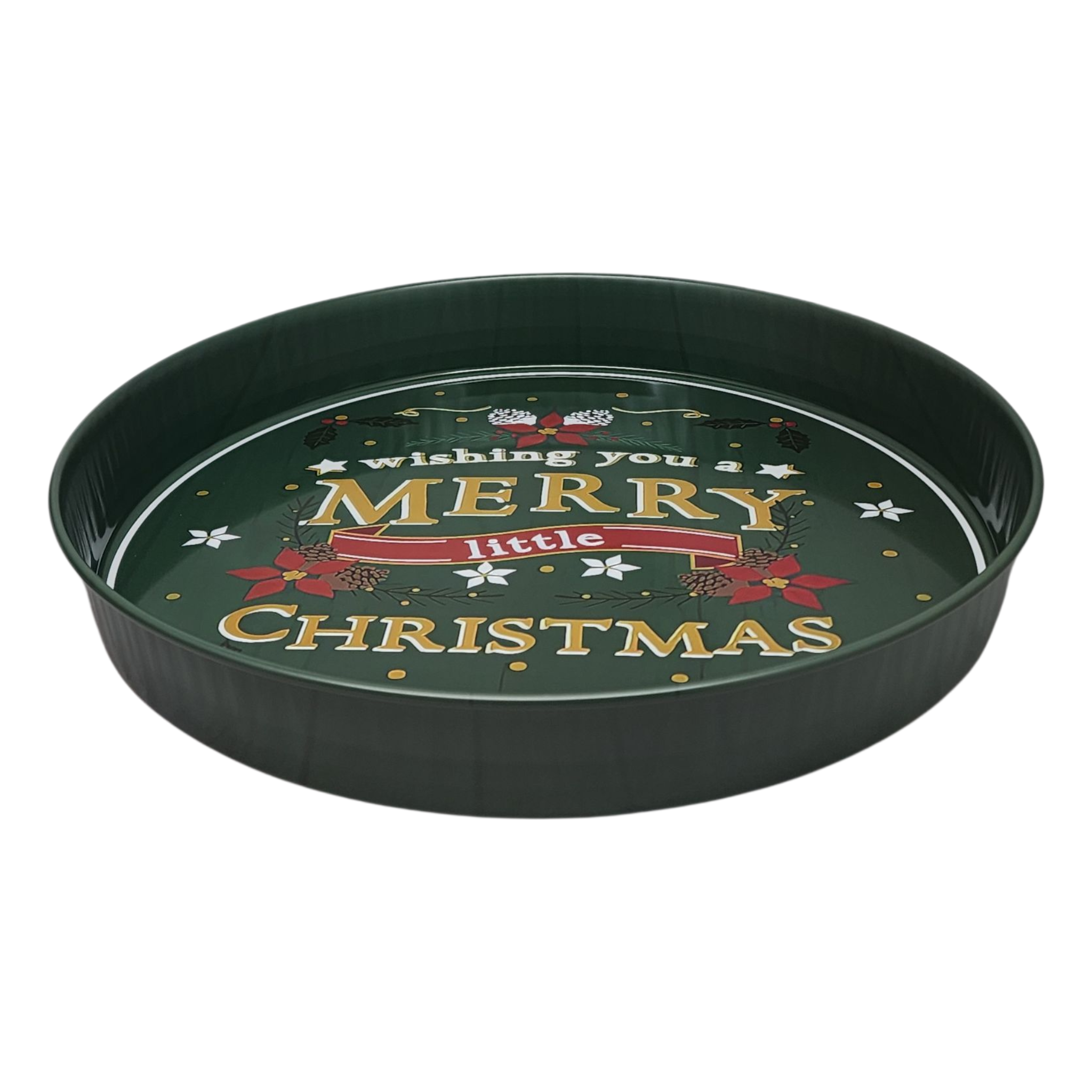 Huge Deep Round 13.5" Tray - Wishing you a Merry Little Christmas