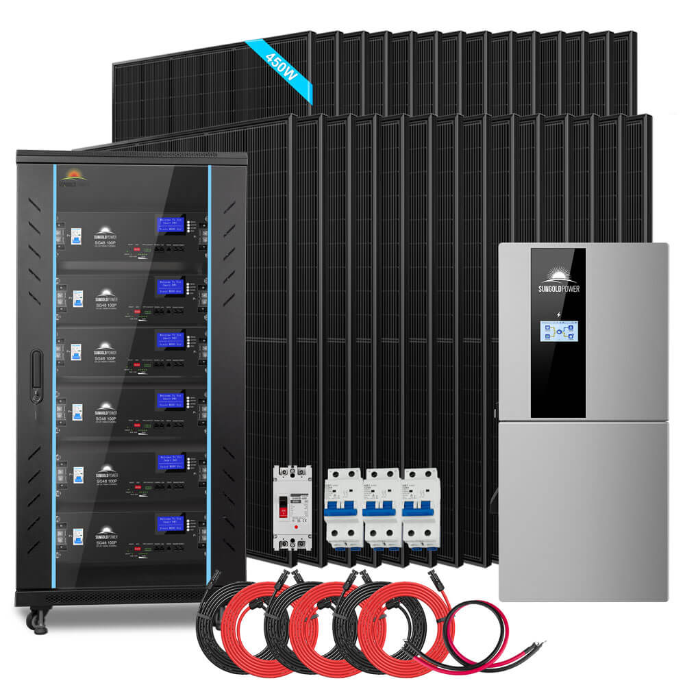 Hybrid Solar Kit 11.4KW 48V Split Phase 30.72KWH Lithium Battery 28 X 450 Watt Solar Panel SGH-11N3E