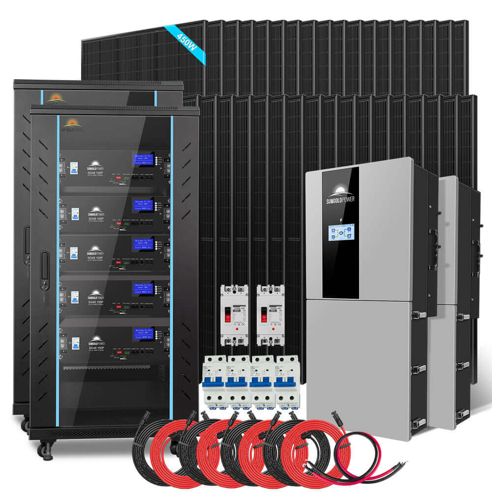 Hybrid Solar Kit 11.4KW 48V Split Phase 51.2 KWH Lithium Battery 36 X 450 Watt Solar Panel SGH-11N5E