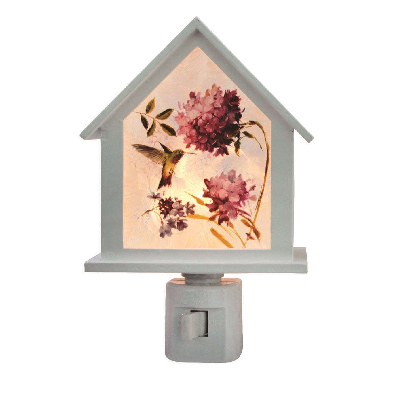 Hydrangea and Hummingbird Birdhouse Night Light - Pink