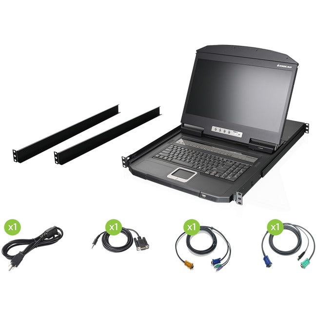 IOGEAR 18.5 Widescreen Short Depth 16-port LCD KVM Switch (TAA Compliant)" GCL1916W
