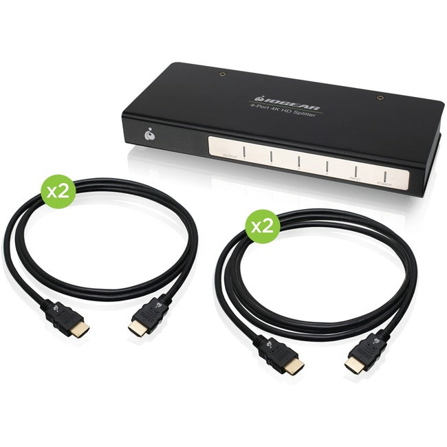 IOGEAR 4-Port Cinema 4K Splitter with HDMI Cables Kit GHSP8424BKIT