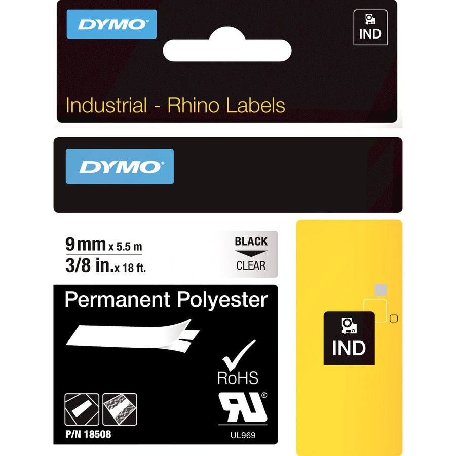 Industrial Permanent Polyester Labels 3/8" - UV Resistant Thermal Transfer Labels | DYMO 18508DMO