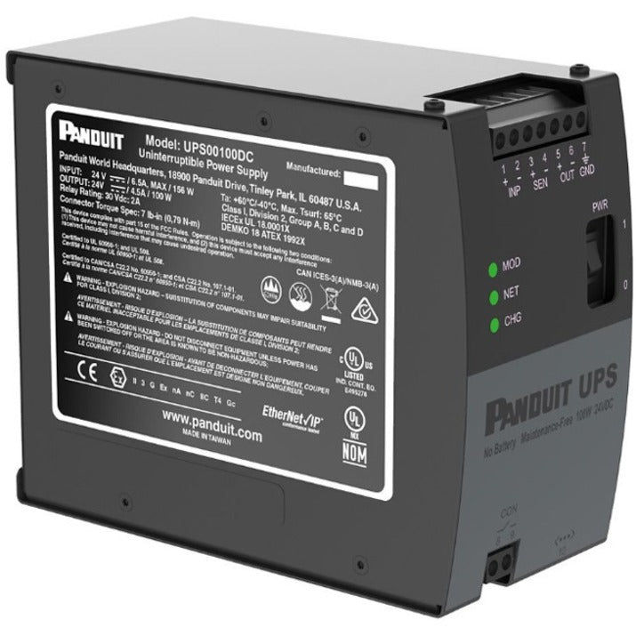 Industrial UPS System - Panduit 24VDC DIN Rail UPS | TecISoft UPS00100DC