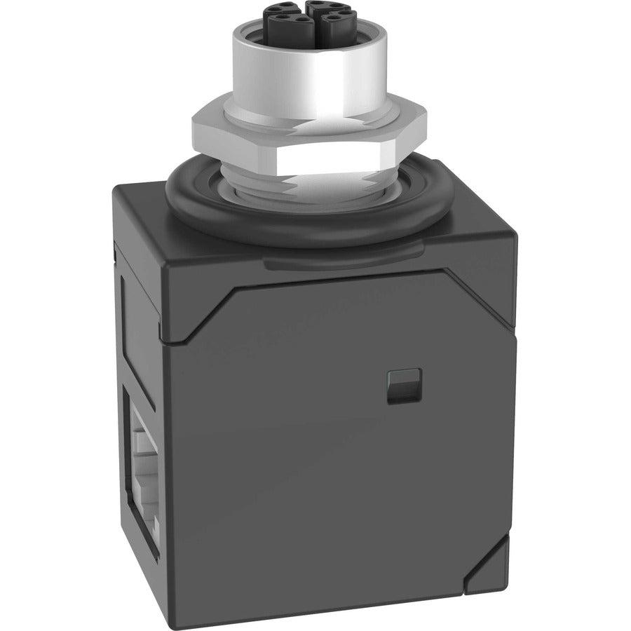 IndustrialNet M12 X-Code Female to 90° RJ45 Coupler Adapter