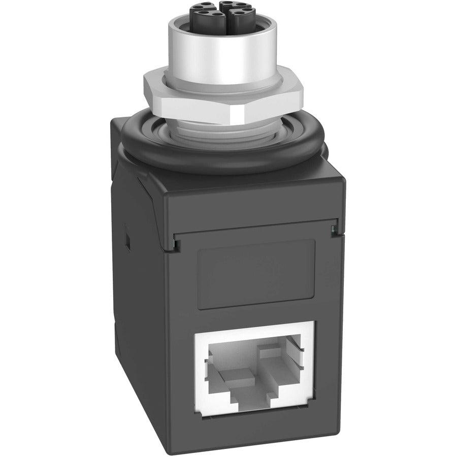 IndustrialNet M12 X-Code Female to 90° RJ45 Coupler Adapter