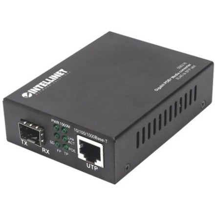 Intellinet Gigabit PoE+ Media Converter, 1 x 1000Base-T RJ45 Port to 1 x SFP Port, PoE+ 508216
