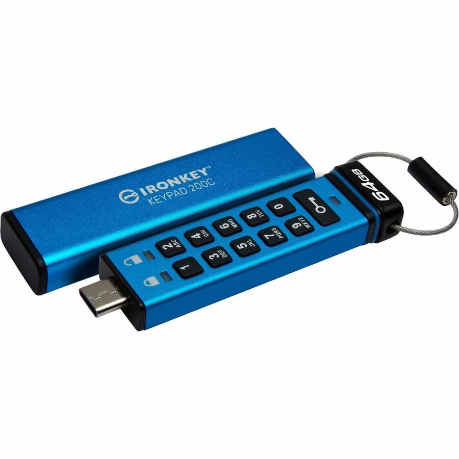 IronKey Keypad 200 64GB USB 3.2 (Gen 1) Type C Flash Drive - 64 GB - USB 3.2 (Gen 1) Type
