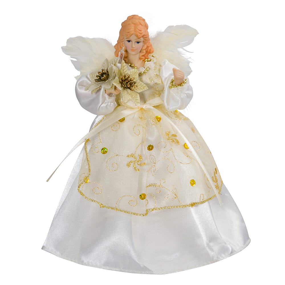 Ivory and Gold Angel Treetop - 9 Inch - 10-Light