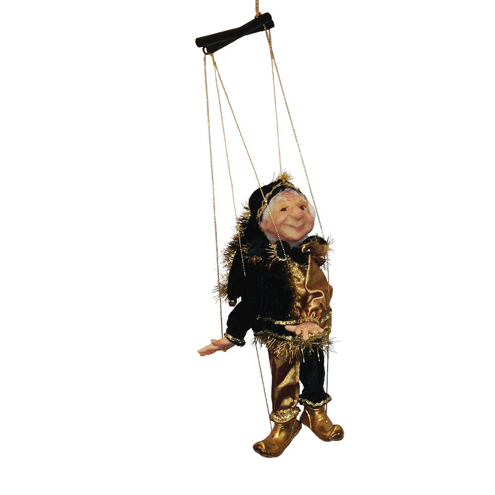 Jacqueline Kent Mini Marionette Ornament - Green and Gold