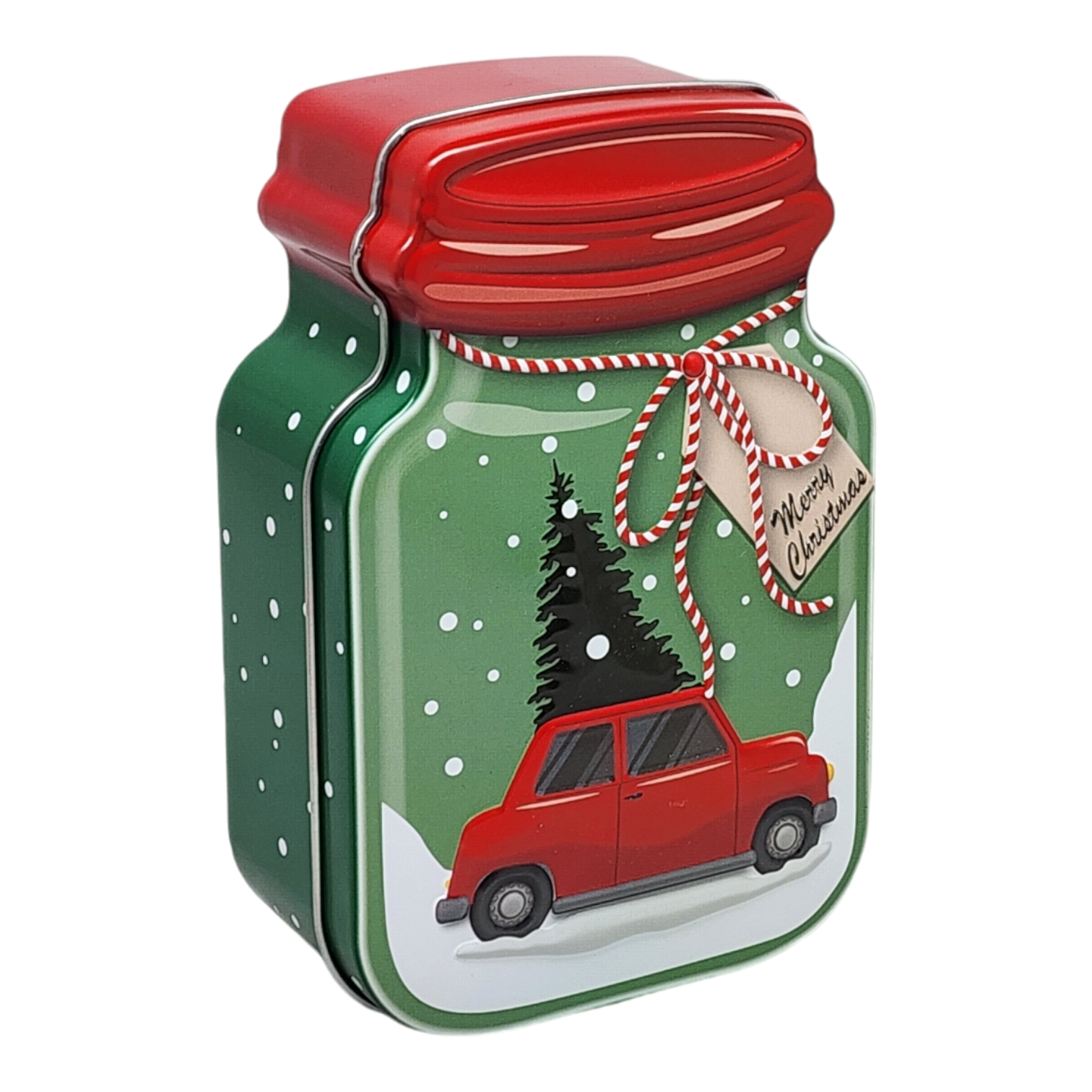 Jar Shaped Christmas Cookie Gift Tin - On our way to Grandma's