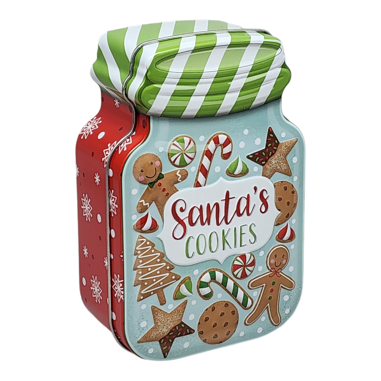 Jar Shaped Christmas Cookie Gift Tin - Santa's Cookies