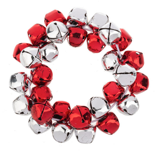 Jolly Jingles Stretch Bell Bracelet - Red & Silver