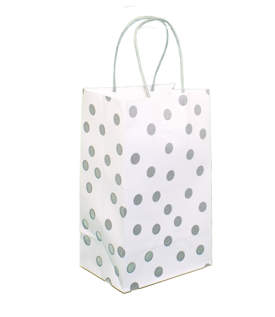 Junior Cub White With Metallic Silver Kraft Gift Bag Set of 8