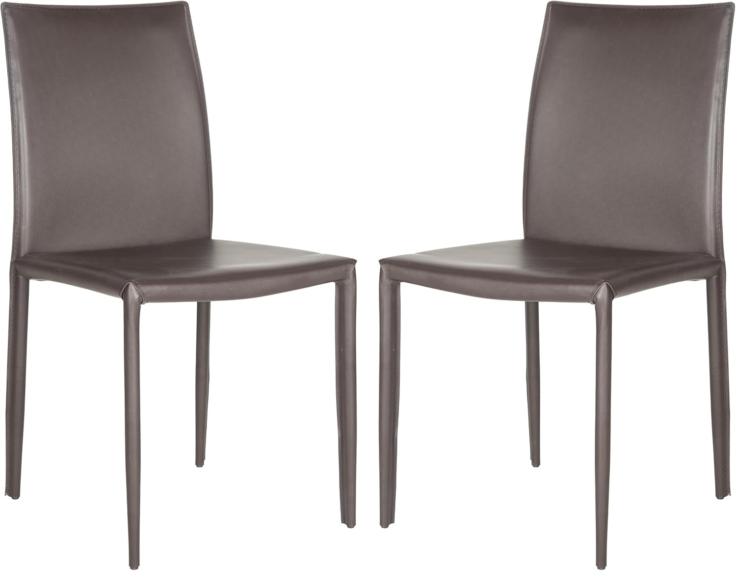 Karna Modern Brown Bonded Leather Dining Chair Set Of 2