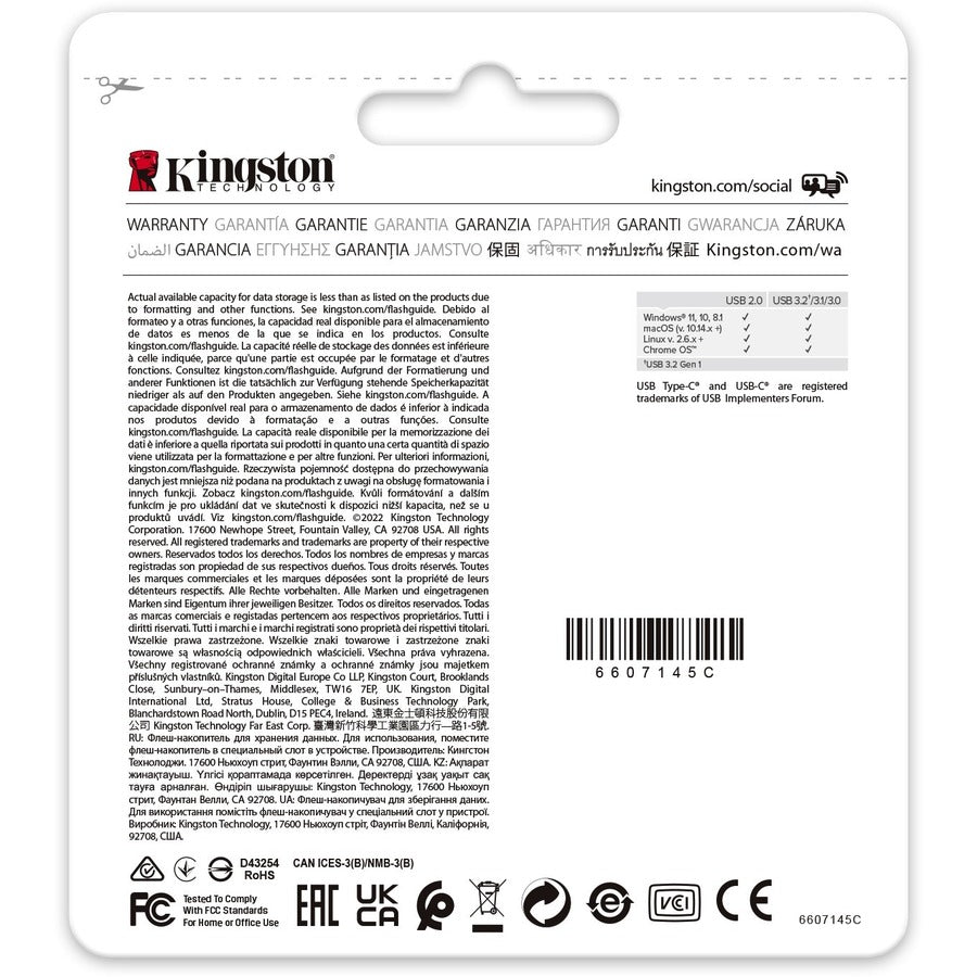 Kingston DataTraveler 80 M 64GB USB 3.2 (Gen 1) Type C Flash Drive - 64 GB - USB 3.2 (Gen