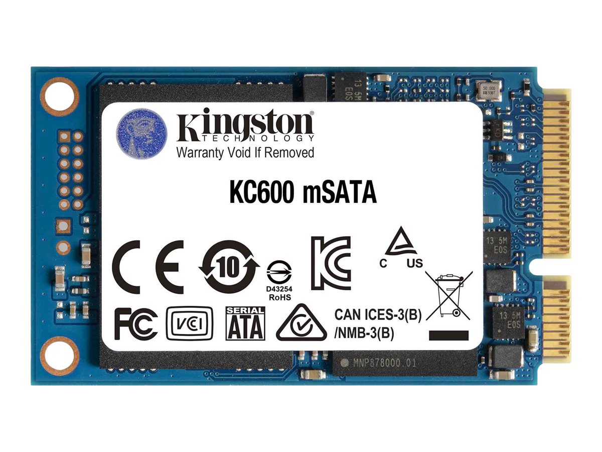 Kingston KC600 - SSD - encrypted - 256 GB - internal - mSATA - SATA 6Gb/s - 256-bit AES-XTS - TCG Opal Encryption 2.0, Self-Encrypting SKC600MS/256GBK