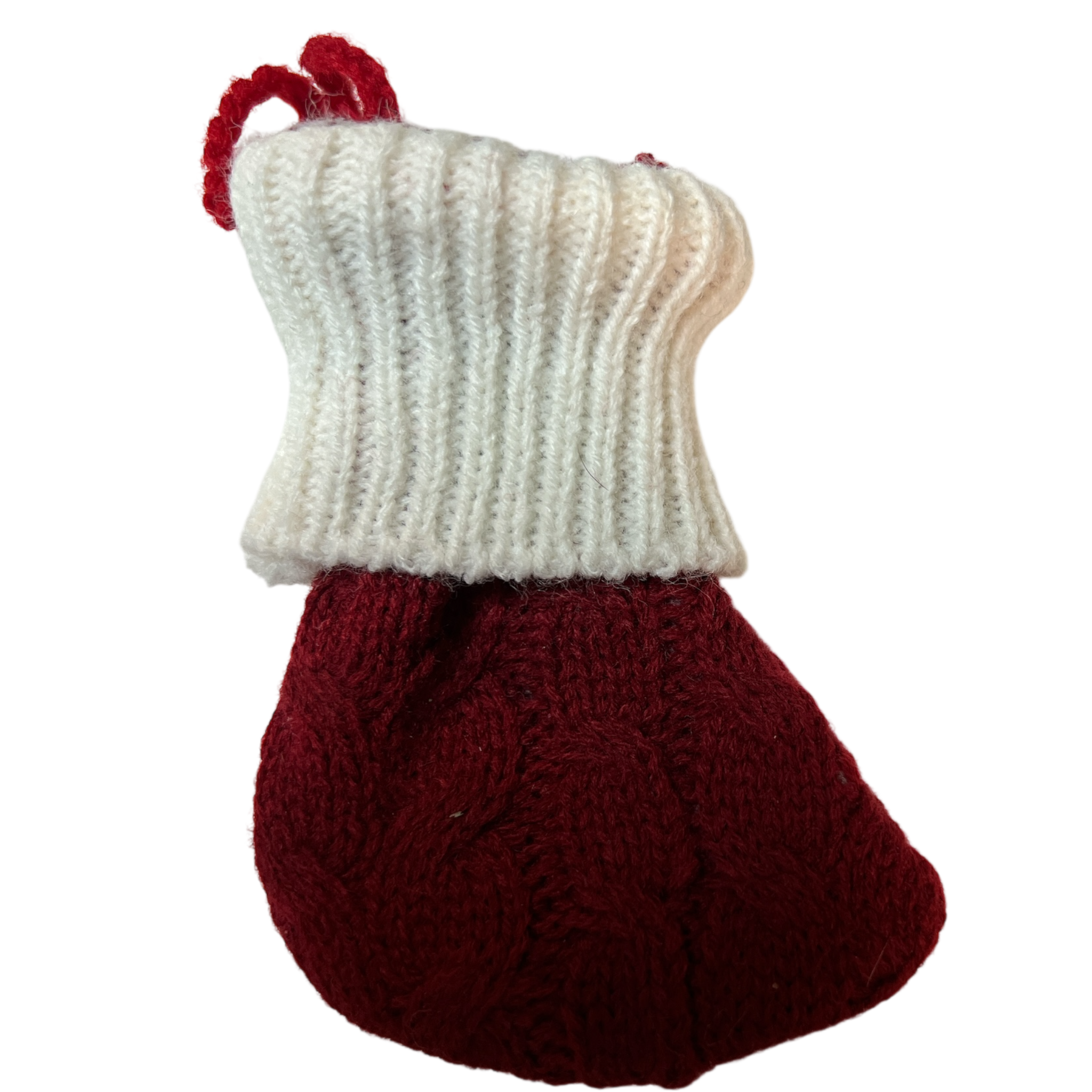 Knitted Red and White Stocking Ornament