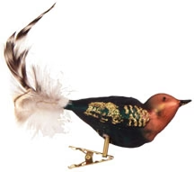 Krebs Green and Brown Matte Clip-on Glass Birds - 3 Pack