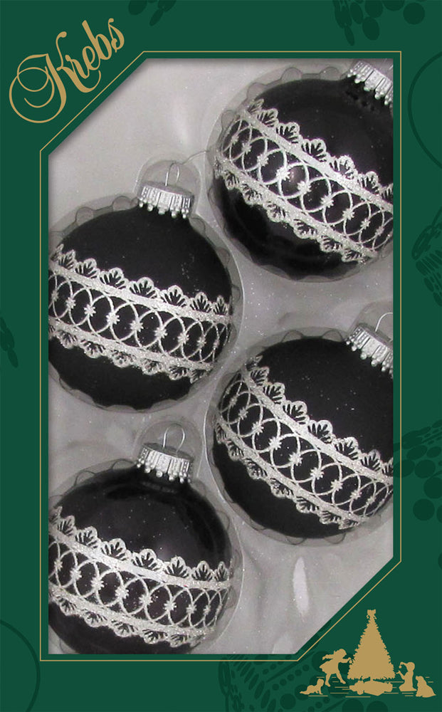 Krebs Value Glass Ball 4 pack - Fancy Band Black and Silver