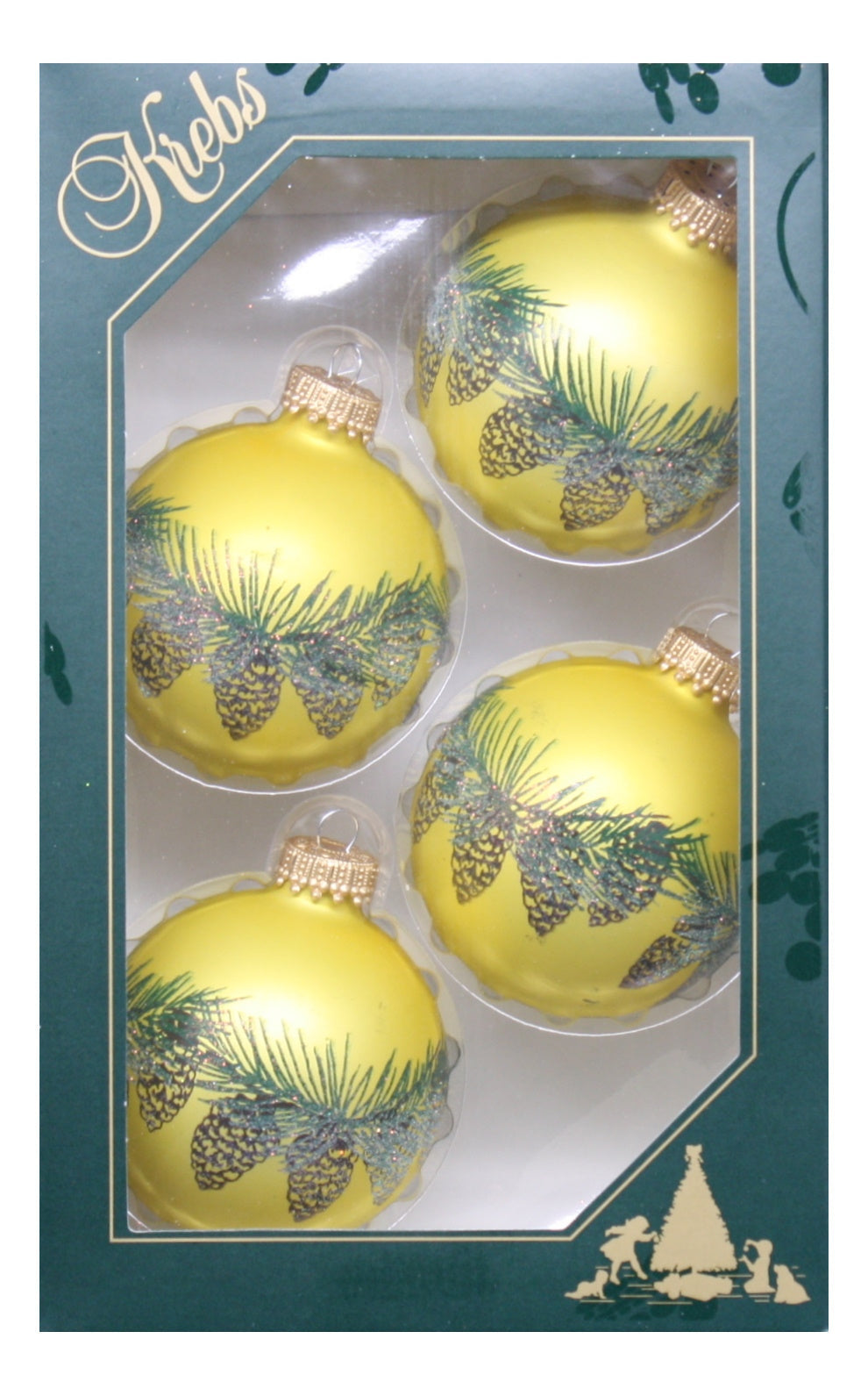 Krebs Value Glass Ball 4 pack - Gold Pine Garland