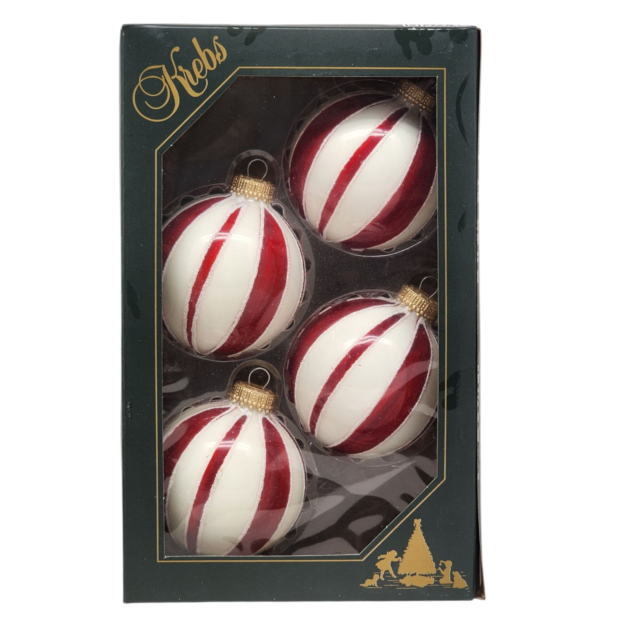Krebs Value Glass Ball 4 pack - Peppermint Stripe