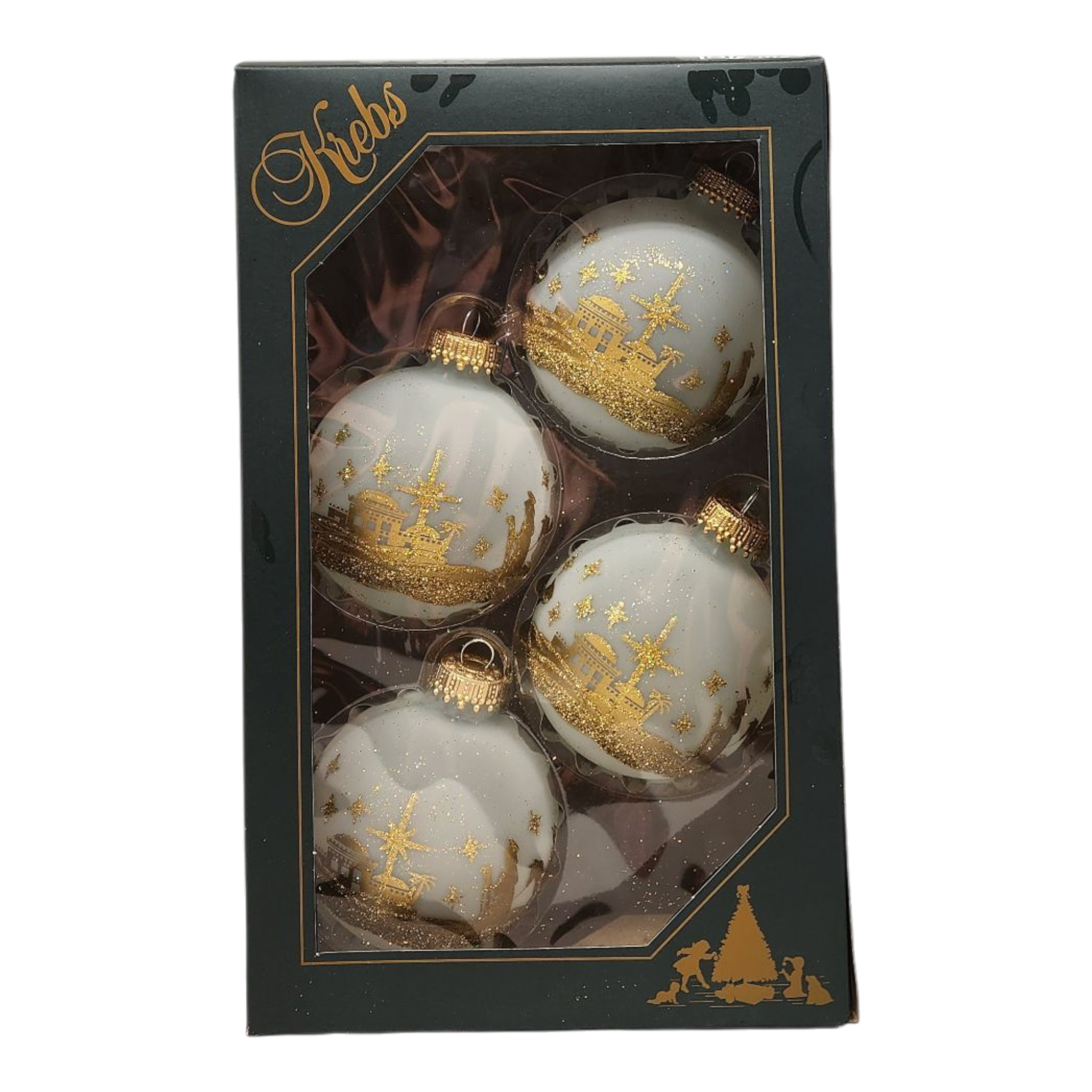 Krebs Value Glass Ornament 4 pack - Golden Nativity