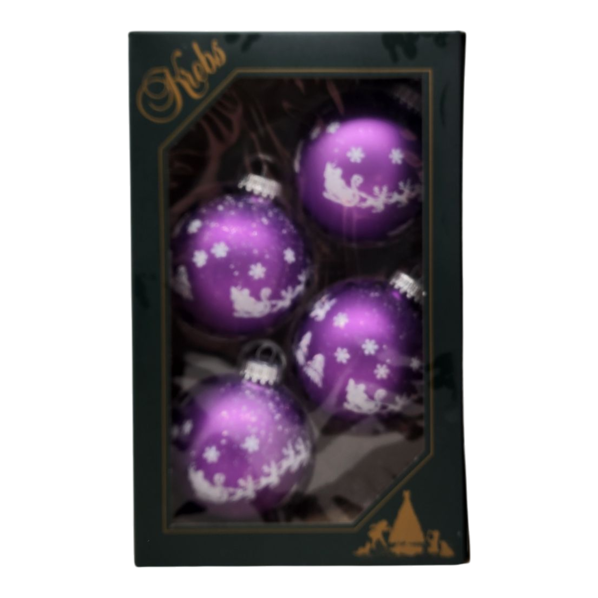 Krebs Value Glass Ornament 4 pack - Santa on Lilac