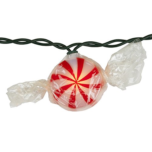 Kurt Adler 10-Light Red Peppermint Candy Light Set
