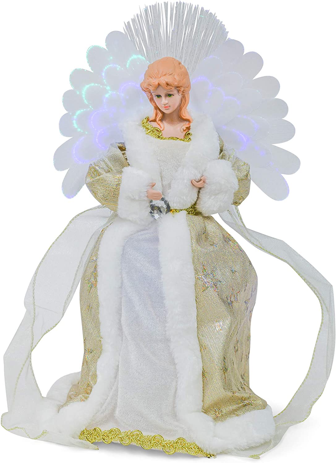 LED Angel with Fiber Optic Wings - 16 inch