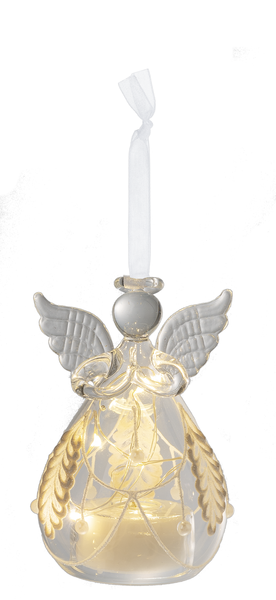 LED Glass Angel Pine Cone Ornament - Style B