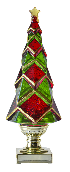 LED Light Up Acrylic Shimmer Tree - 14 Inch - Green